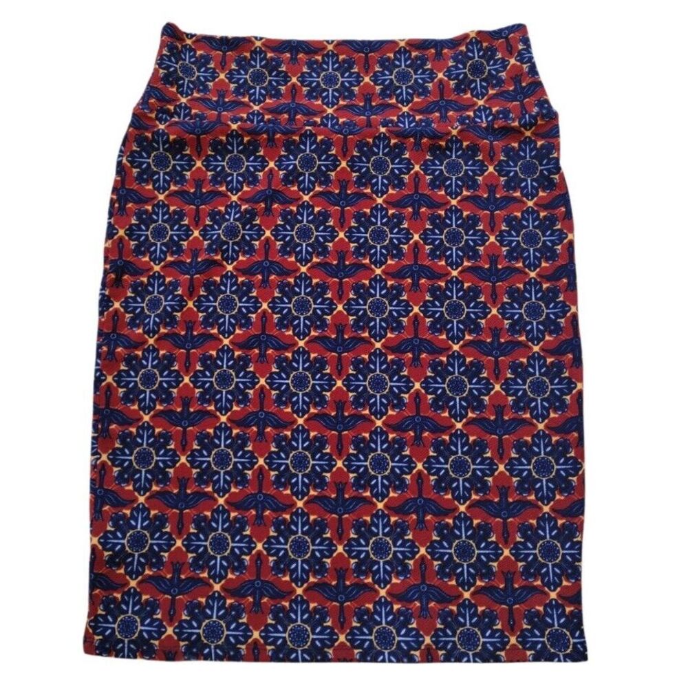 Lularoe Pencil Skirt Women XL Multicolor Geometric Stretch Cassie Boho AOP